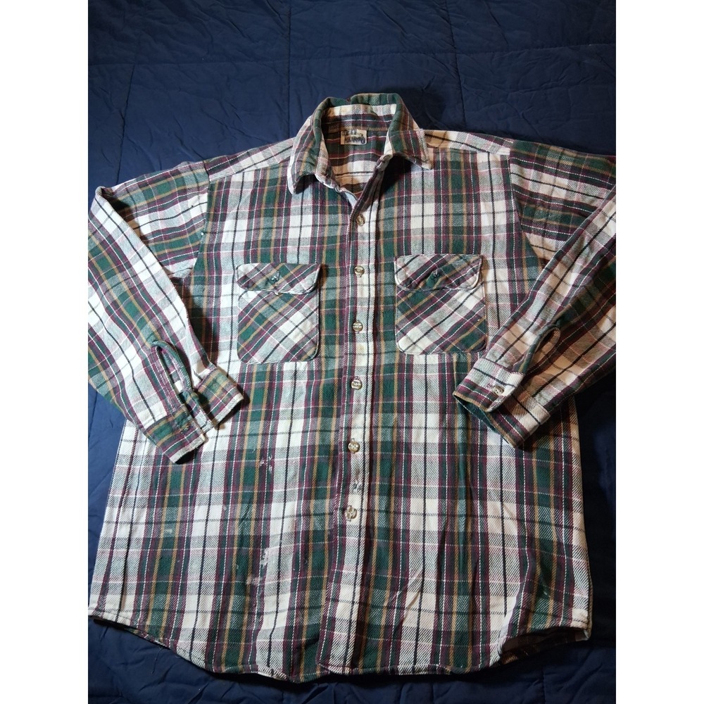 FIVE BROTHER Flannel Plaid Shirt Mens L‎ Button Barn Chore Vintage Made In USA